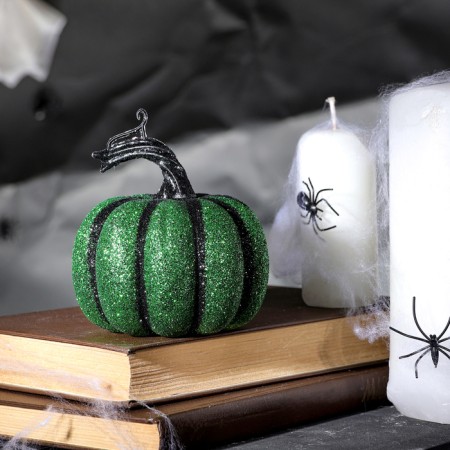 Decor "Pumpkin" in green color 9.5x9.5x12 cm
