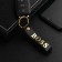 Leather keychain for a car key, strap, genuine leather, black, boss