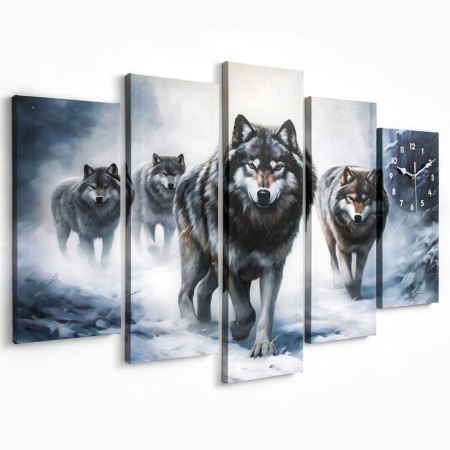 Carty watch Wall Modular Wolves, silent, 80 x 140 cm-3
