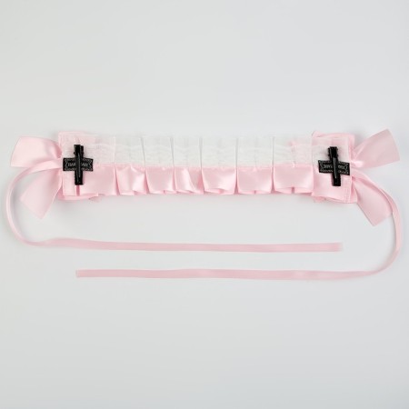 Lolita carnival bandage, pink color with white lace-4
