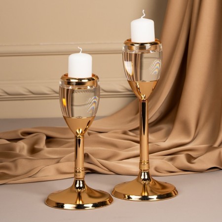 Summary metal, glass for 1 candle “Serene”, color gold 11 x 11 x 25.5 cm-18