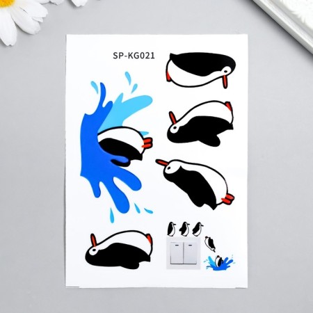 Sticker on the switch color "Penguins - jump" 11x15 cm-1