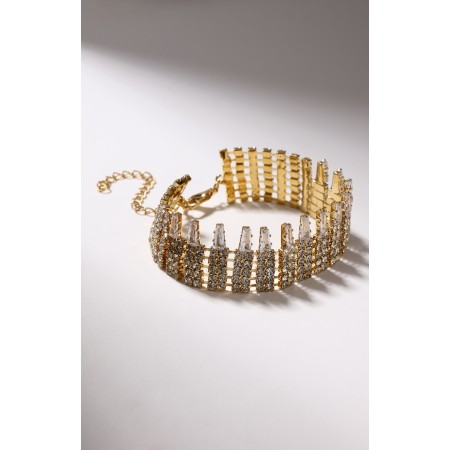 Bracelet with rhinestones "Illusion" drops, white color in gold-3