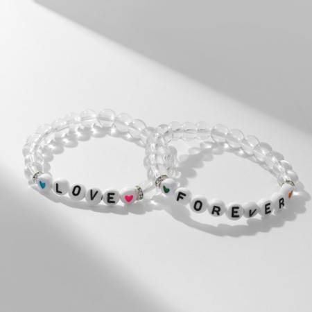 Bracelets "Demetrons" beads, Love Forever, white color-1