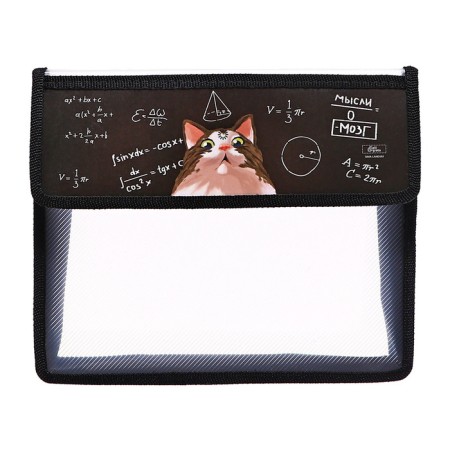 A5 notebook folder (230 x 190 x 50 mm), with Velcro valve, plastic/textiles, calligrata, "smart cat"-2