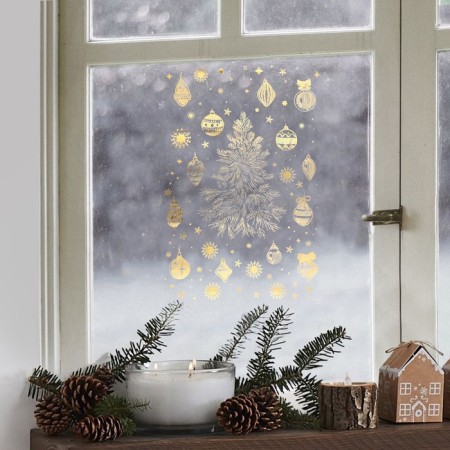 Vinyl stickers with foil "Forest beauty", 30 x 50 cm, New Year-3