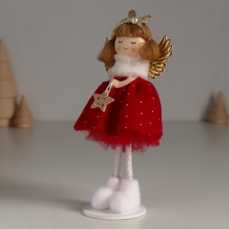 Interior doll "Angel in a red dress, with an asterisk" 5x7.2x15.5 cm-3