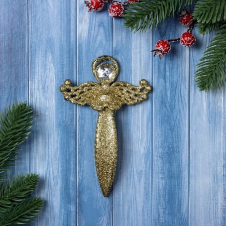 Christmas tree decoration "Angel Glitter" 14x9 cm, gold