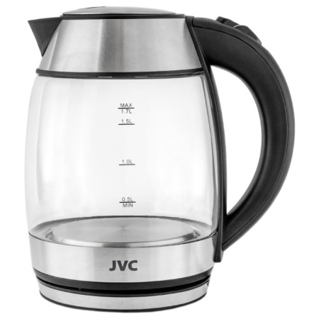 Electric kettle JVC JK-KE1707, glass, 2200 watts, 1.7 l, black