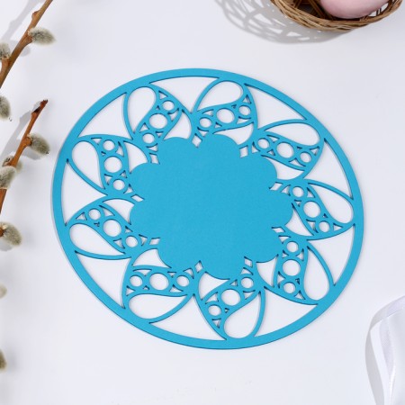Napkin XB "Flower", for serving, blue color, felt, 18 cm x 18 cm-2