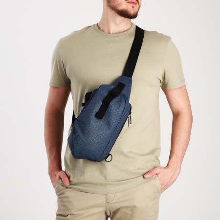 Slung bag youth from textiles, blue color-5