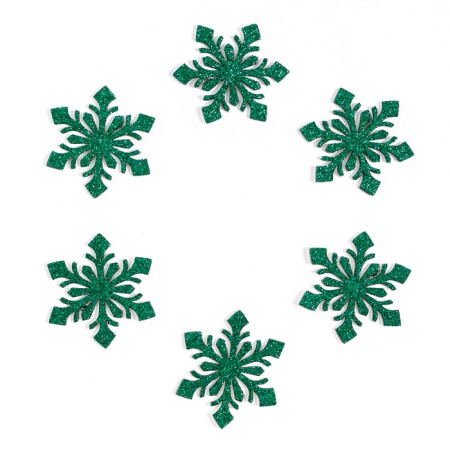 Decor "Snowflakes" on an adhesive basis, set of 6 pcs., Green color