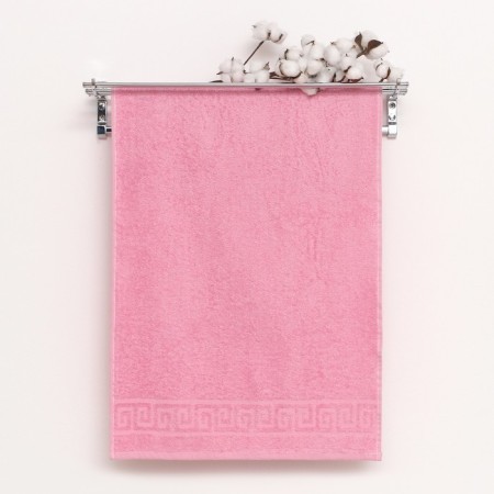 Terry towel with a border 70x140 cm, fuchsia color, cotton 100%, 430g/m2