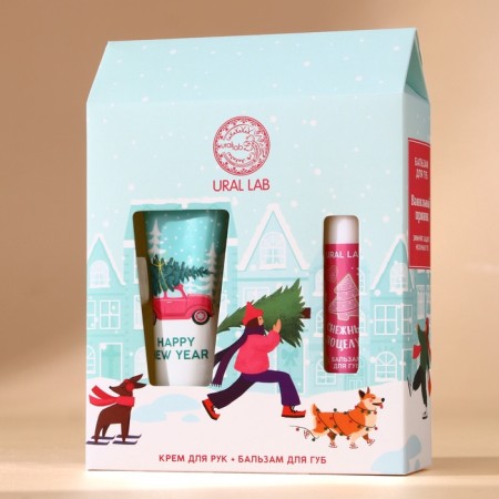 Gift set Ural Lab "Snow Kiss": hand cream 30 ml and lip balm 10 g, New Year-5