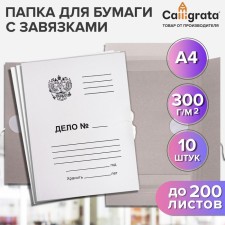 A set of paper folders with Calligrata ties is a coat of arms, 300 g/m2, a cardboard is non -united, up to 200 sheets, 10 pieces