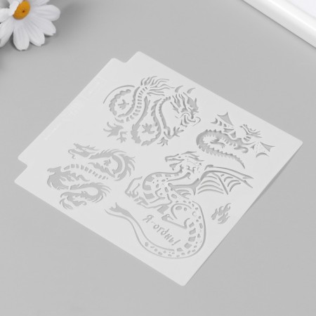 Plastic stencil "Eastern Dragons" 13x13 cm-4