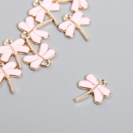 Decor for creativity metal, enamel "Pink dragonfly" gold 1.3x1.5 cm
