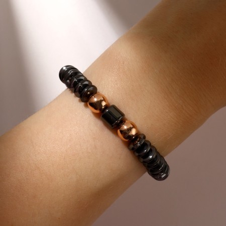 Bracelet unisex "hematite" discs, black color with gold, d = 7 cm-2