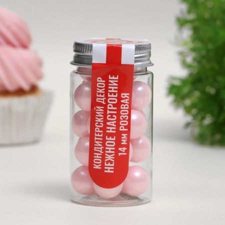 Confectionery sprinkling "Delicate mood", 14 mm, pink, 50 g-1