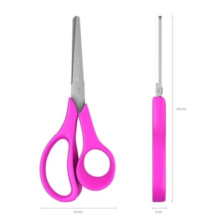 Children's scissors for left -handed 14 cm, Erichkrause Joy Ergo, with rounded ends of blades and ruler, mix-6