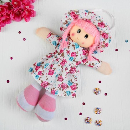 Soft doll "Masha", a flower dress, color mix-1