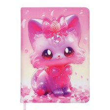 Notebook Gift Book 96l, line, colored cut, PVC Cat cover 3D (17.7x12.4cm)