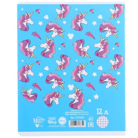 Notebook in a cage 12 sheets, 5 types of mix, cover coated cardboard, Minnie Mouse and unicorn-11