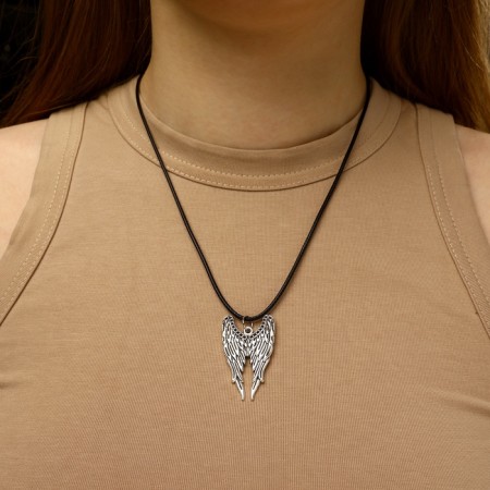 Unisex Cure "Wings", Color Black Silver on a Black Cord, 42 cm-3