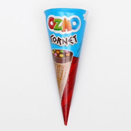 Ozmo Cornet waffle horn with a cream of hazelnu cream with mini-rake, 25 g