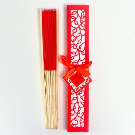 Fan bamboo, textiles h = 21 cm "monocet" in a box, red-6