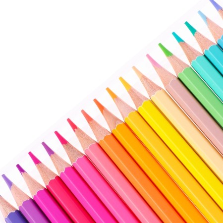 Pencils 18 colors in a plastic box, triangular, wooden, pastel mix-3
