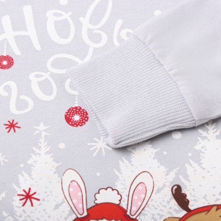 New Year. Pajama nursery (longshille/trousers), gray/red color, height 140 cm-2