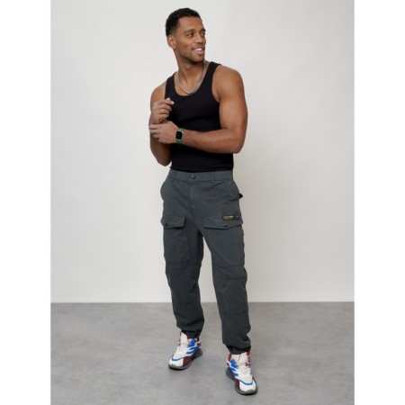 Cargo jeans men, size 54, dark gray color-10