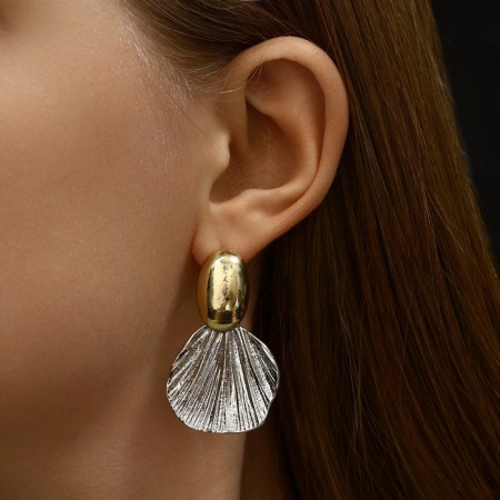 Earrings metal "shell" skirt, color gold-3