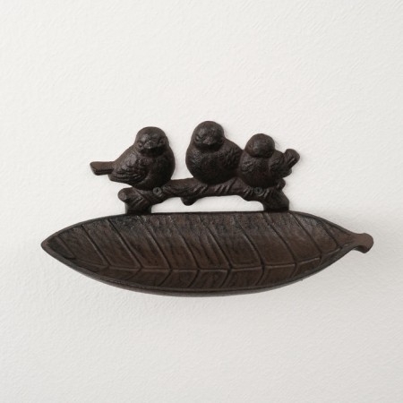 Souvenir of cast iron stand "Three birds on a branch by the sheet" 11.5x28x9 cm