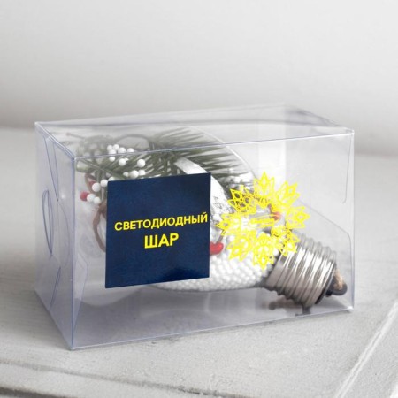 Christmas ball "spruce branch", batteries, 5 LED, white glow-2