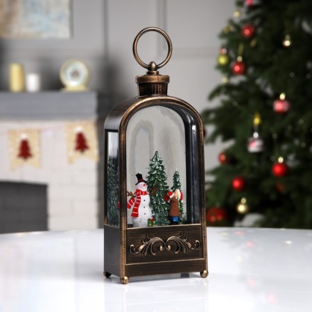 LED figure “Lantern with a snowman” 10.2 × 23 × 5.8 cm, plastic, AAX3 batteries (not in the kit), USB, glow warm white-1