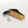Key of zipper, length 16 cm, ring, carbine, beige color