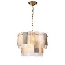 Suspended Indigo, 12014/11p Brass. 11x40W, E14, 500x500x400/900 mm, color transparent white amber smoky