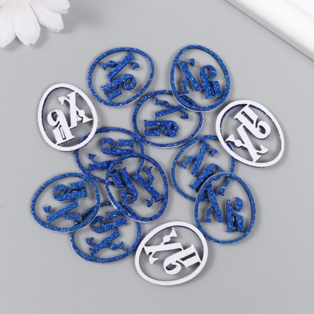 Decor "HB" on a glue base, blue color 3 × 2.5 cm (set 12 pcs)-2