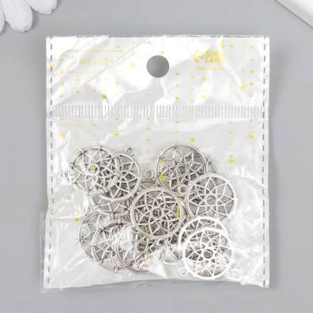 Decor Metal for creativity "Dream Catcher - Flower" Silver G195B585 2.2x1.9 cm-4