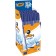 Ballic handle, blue ink, bic Cristal Soft, 1.2 mm node, soft economical wide letter, transparent tinted case