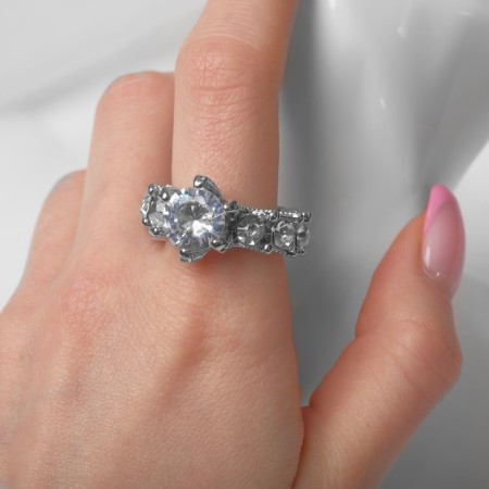 Ring "Jewel" luxury, white color in silver, size 17-2