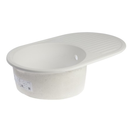 Curler for a kitchen made of stone Zein 11/G31, 720 x 455 mm, oval, overflow, white color-4