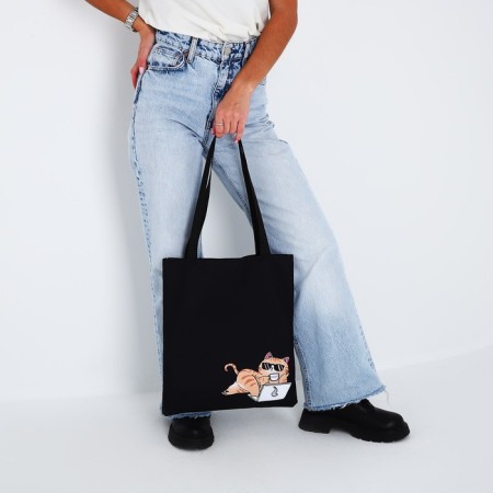 Bag Schoper "Cat with glasses", 35x0.5x40 cm, departure without lightning, without lining, black-6
