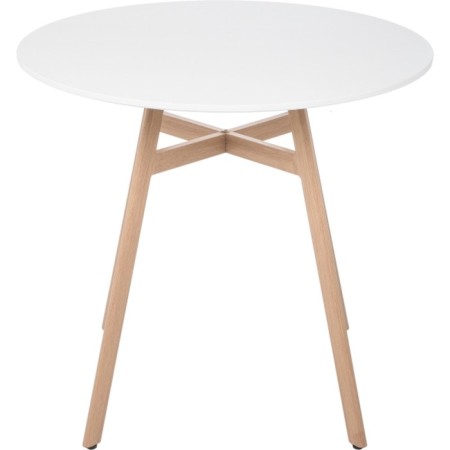Round table Skandi metal, white/natural 80x80x73 cm-5