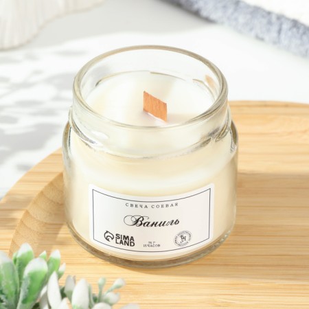 Aromatic candle made of soy wax in a bank, 75 g, vanilla-1