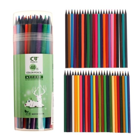 Pencils 48 colors in a tube, hexagonal (plastic) black base.