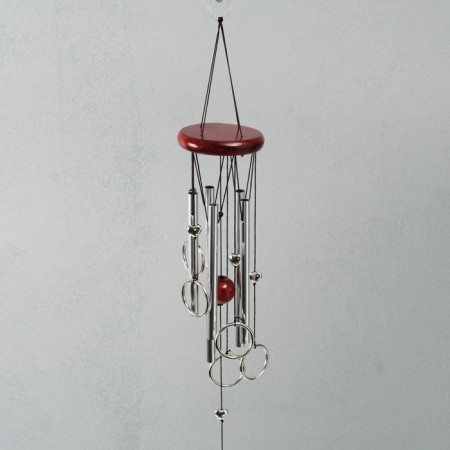 Wind Music Metal "Rings with hearts" 5 tubes 68 cm-1