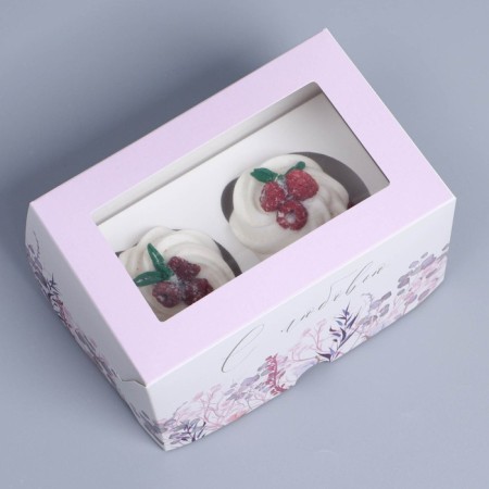 Capley box, confectionery packaging with a window, 2 cells, “wreath”, 16 x 10 x 10 cm-3